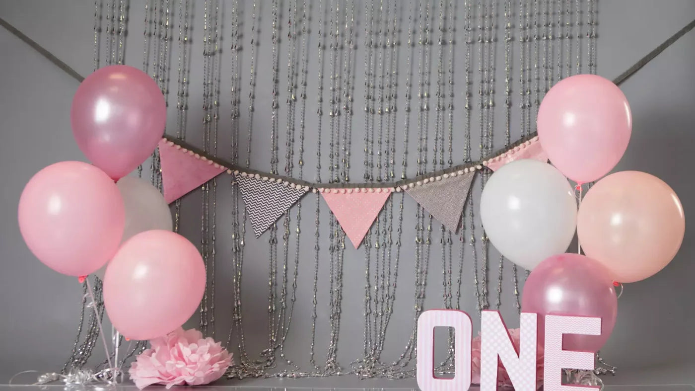 One Silver Pink Birthday 14X8 Ultracloth ( 168 X 96 Inch ) Backdrop