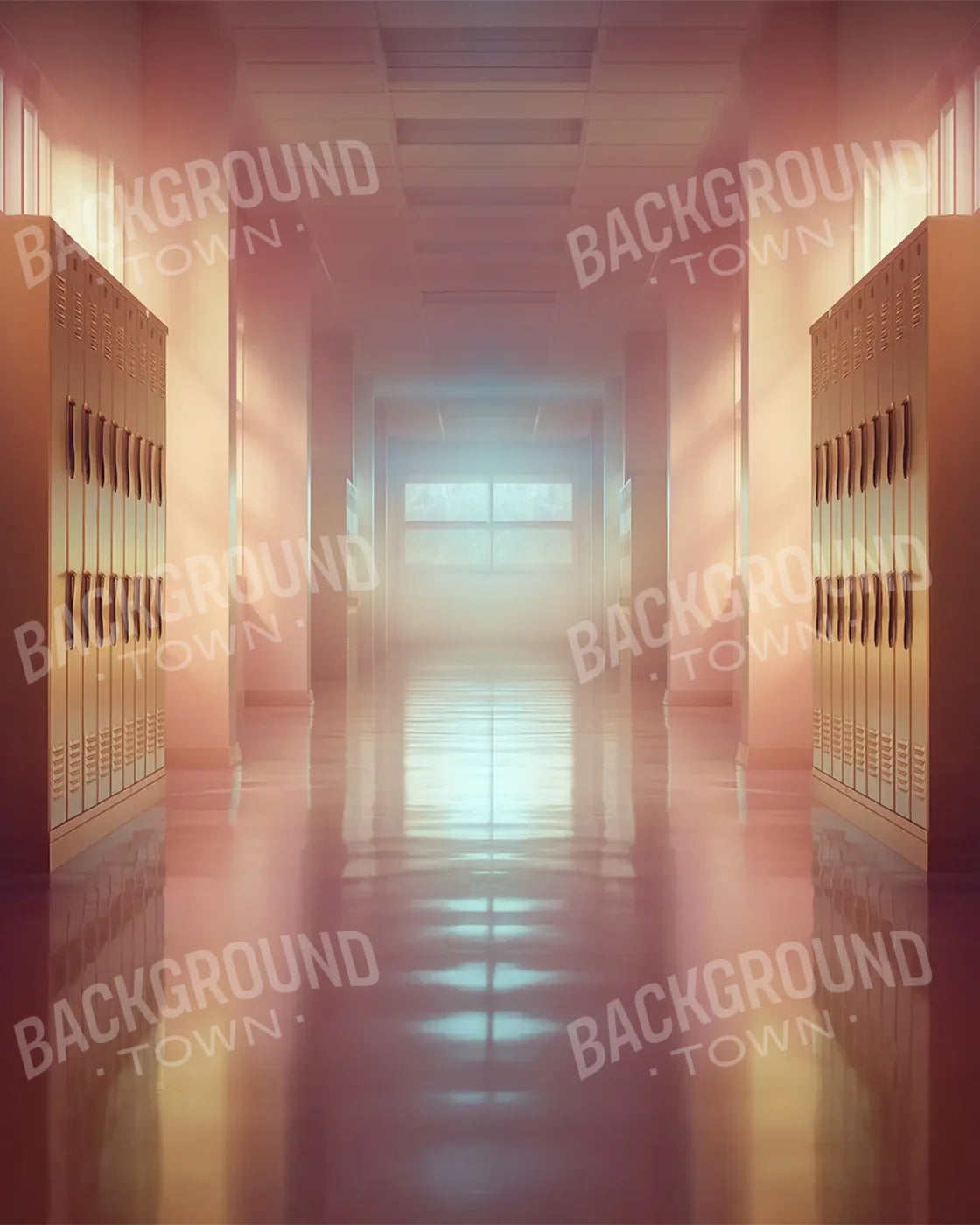 Orange And Pink Pastel Lockers 4’x5’ RubberMat Floor (48 x 60 inch) Backdrop