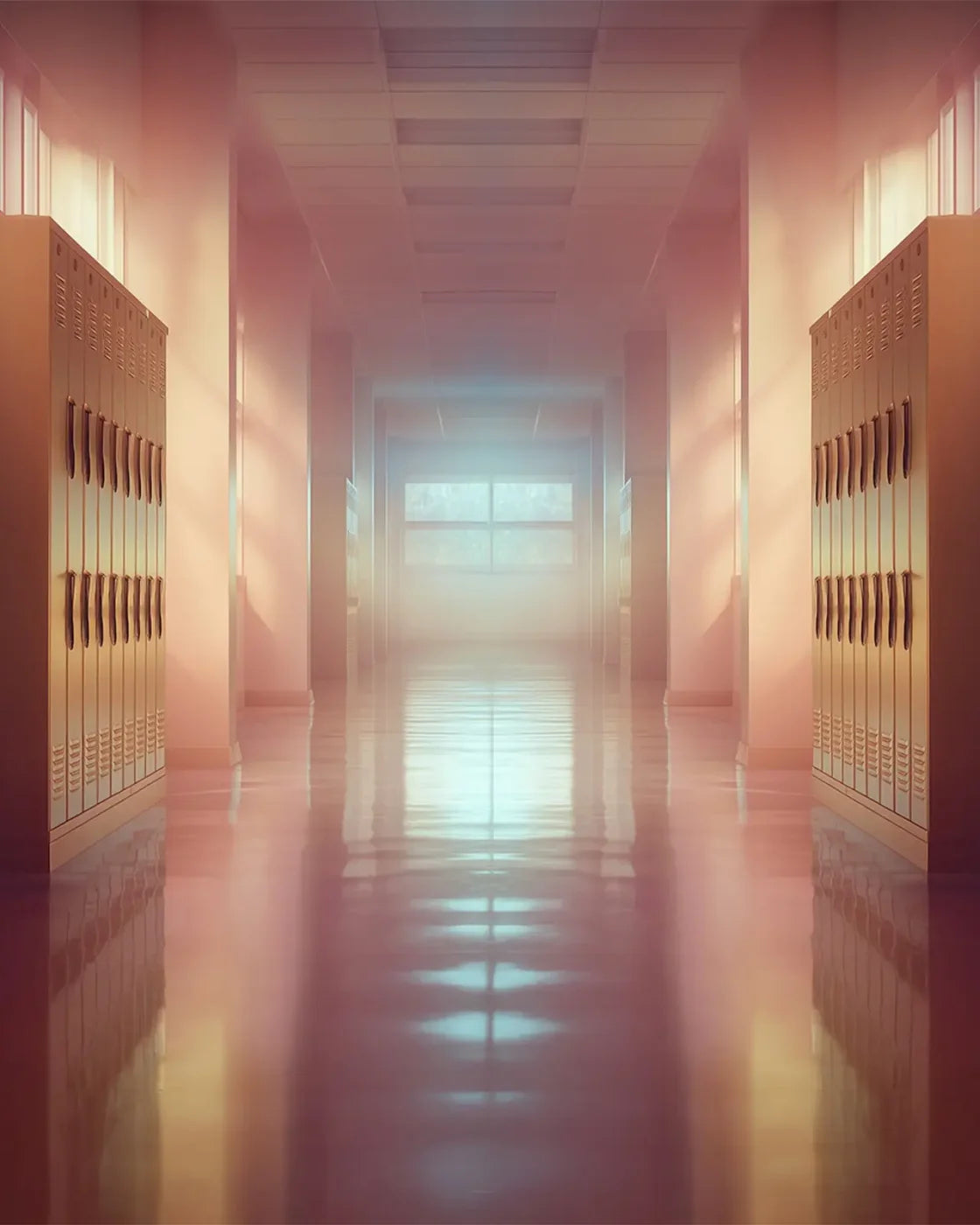 Orange And Pink Pastel Lockers 4’x5’ RubberMat Floor (48 x 60 inch) Backdrop