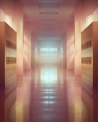 Orange And Pink Pastel Lockers 4’x5’ RubberMat Floor (48 x 60 inch) Backdrop