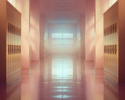 Orange And Pink Pastel Lockers 5’x4’ RubberMat Floor (60 x 48 inch) Backdrop