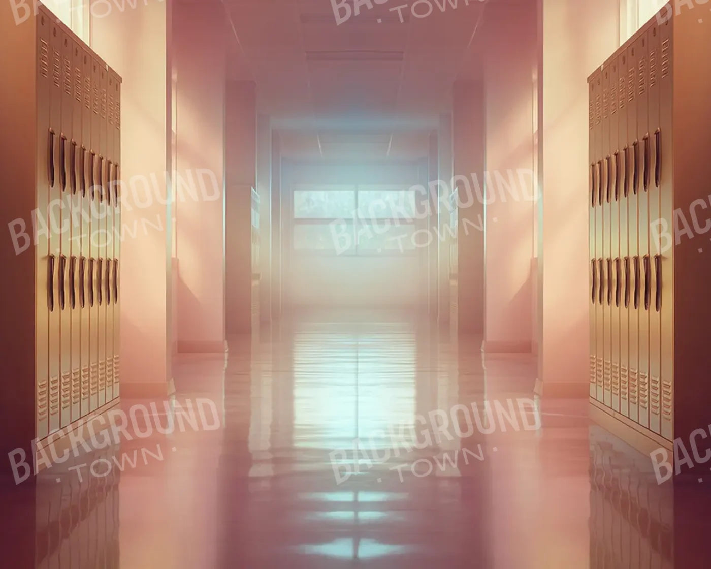 Orange And Pink Pastel Lockers 5’x4’ RubberMat Floor (60 x 48 inch) Backdrop