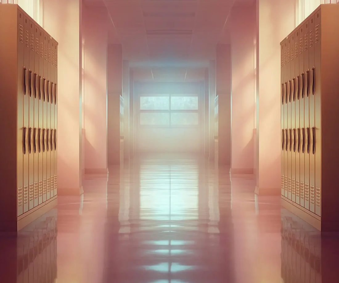 Orange And Pink Pastel Lockers 5’x4’2 Fleece (60 x 50 inch) Backdrop
