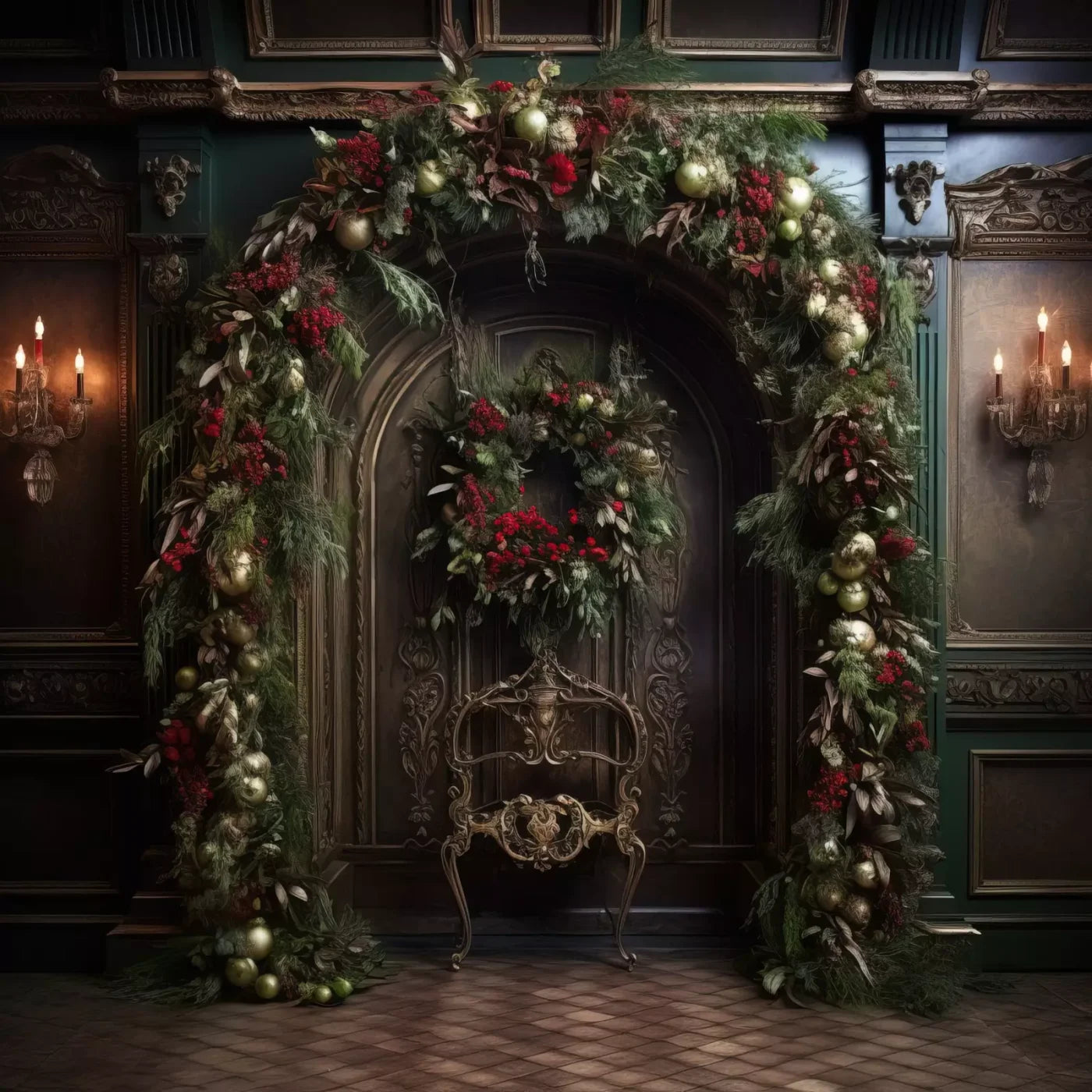 Ornate Christmas Arch 10’X10’ Ultracloth (120 X Inch) Backdrop