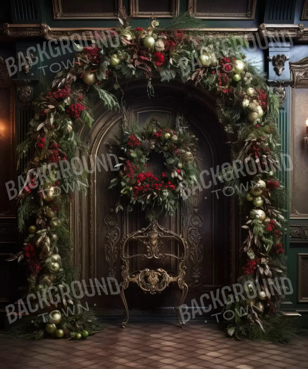 Ornate Christmas Arch 10’X12’ Ultracloth (120 X 144 Inch) Backdrop