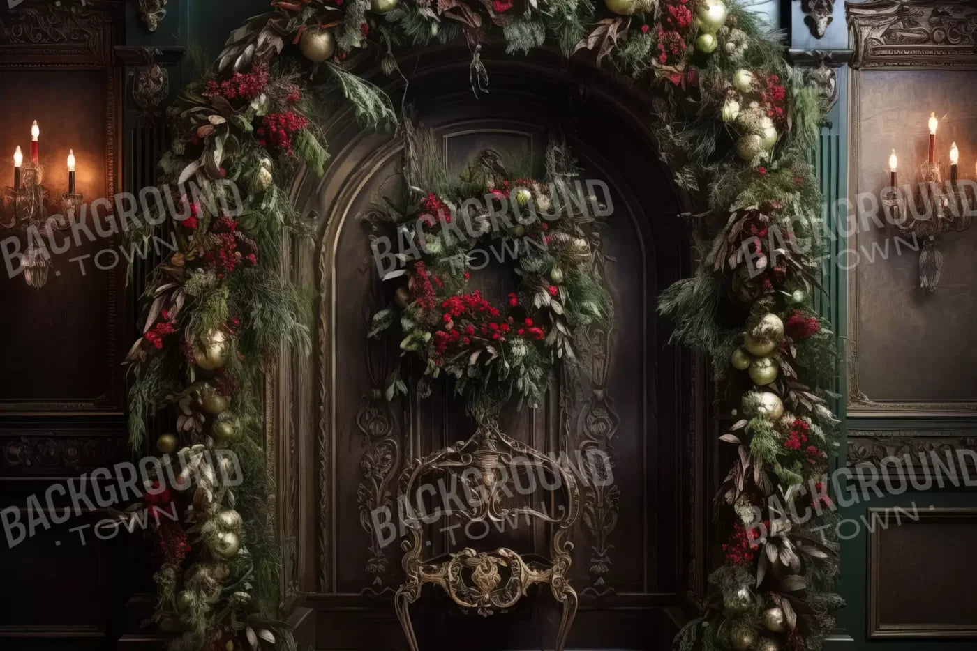 Ornate Christmas Arch 12’X8’ Ultracloth (144 X 96 Inch) Backdrop