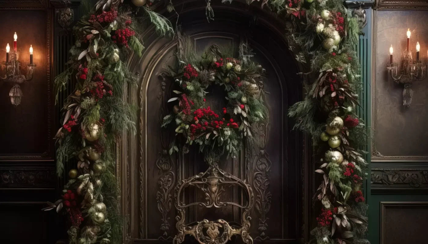 Ornate Christmas Arch 14’X8’ Ultracloth (168 X 96 Inch) Backdrop