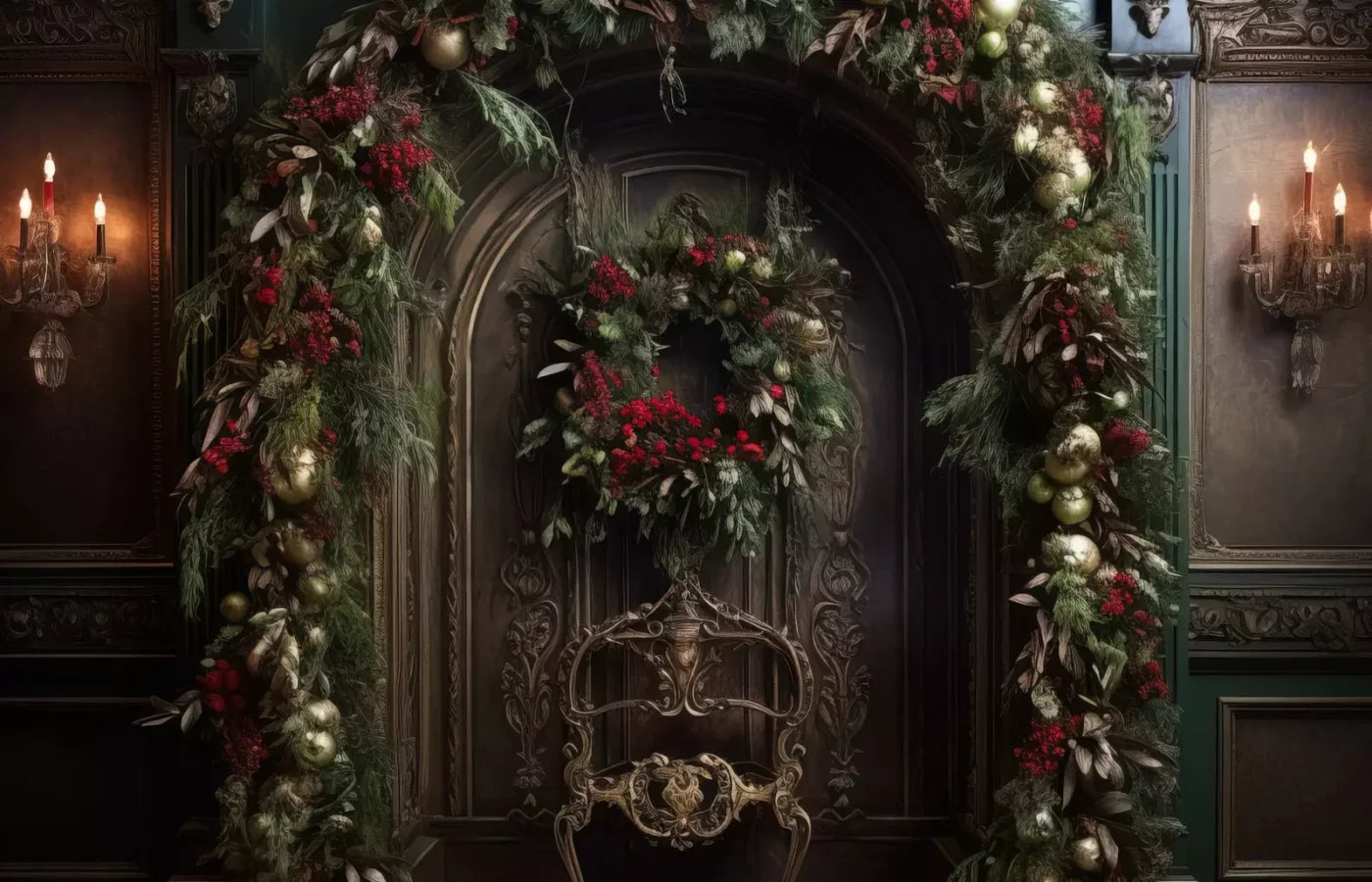 Ornate Christmas Arch 14’X9’ Ultracloth (168 X 108 Inch) Backdrop