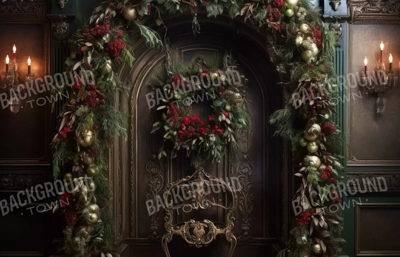 Ornate Christmas Arch 14’X9’ Ultracloth (168 X 108 Inch) Backdrop