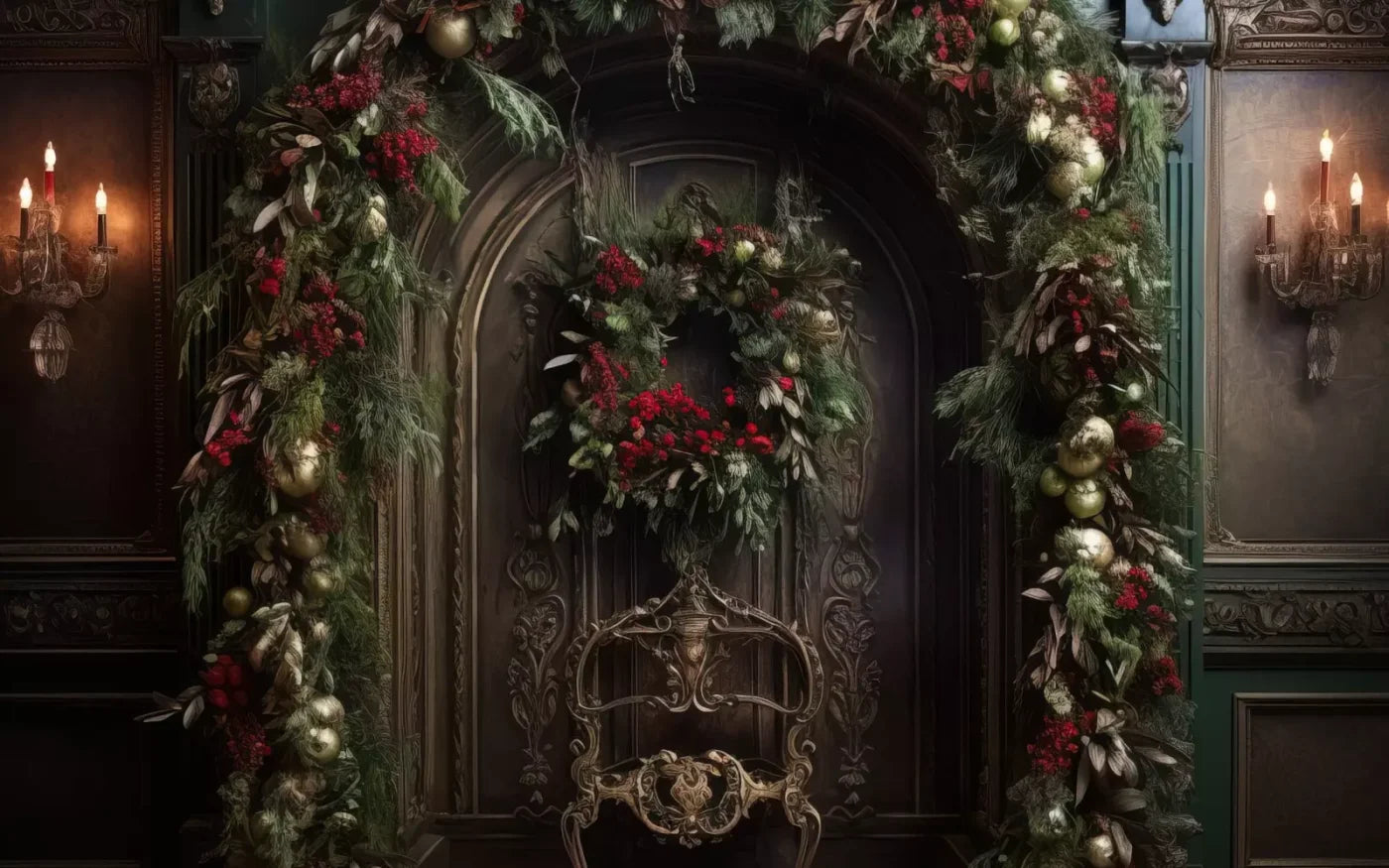 Ornate Christmas Arch 16’X10’ Ultracloth (192 X 120 Inch) Backdrop