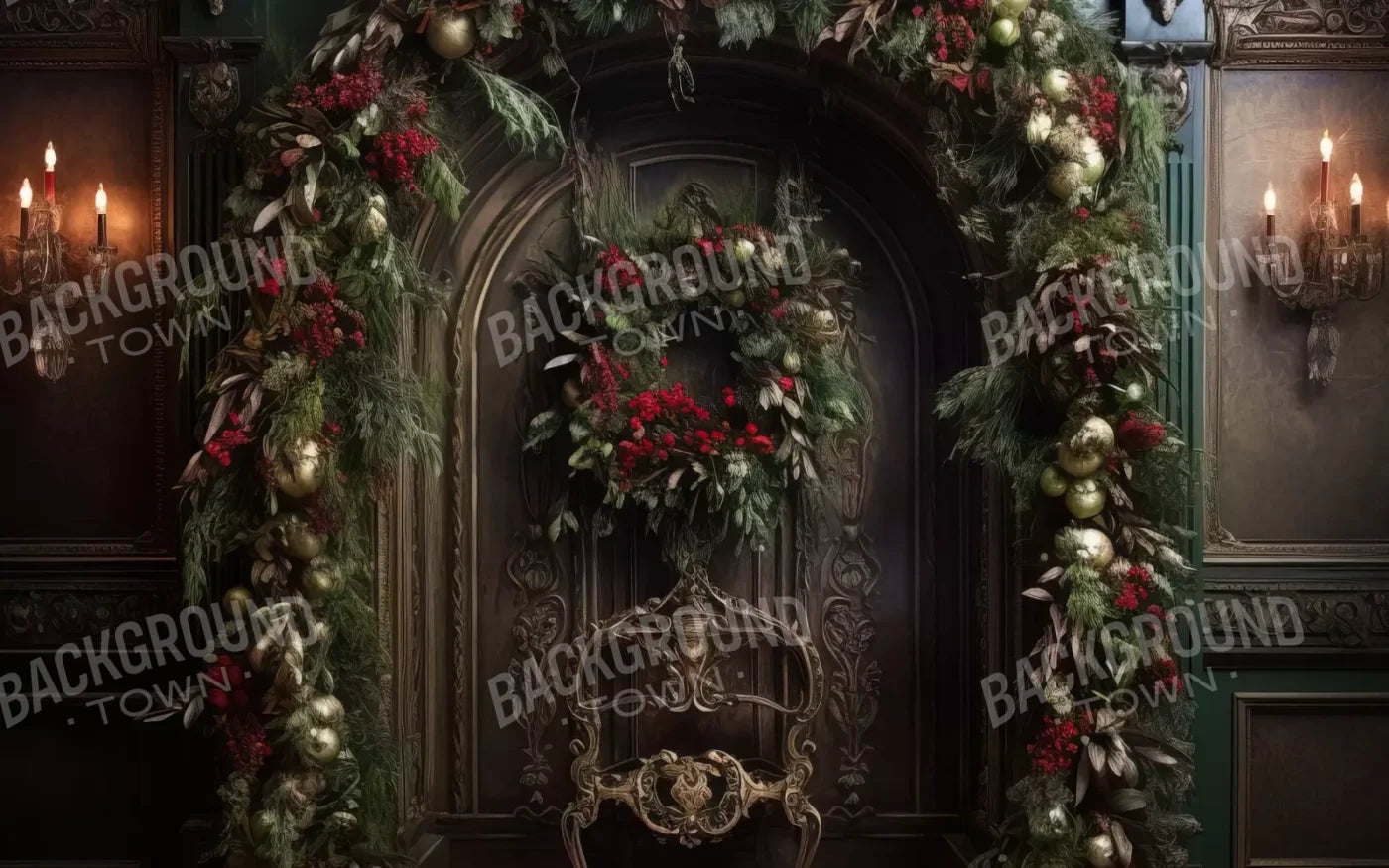 Ornate Christmas Arch 16’X10’ Ultracloth (192 X 120 Inch) Backdrop
