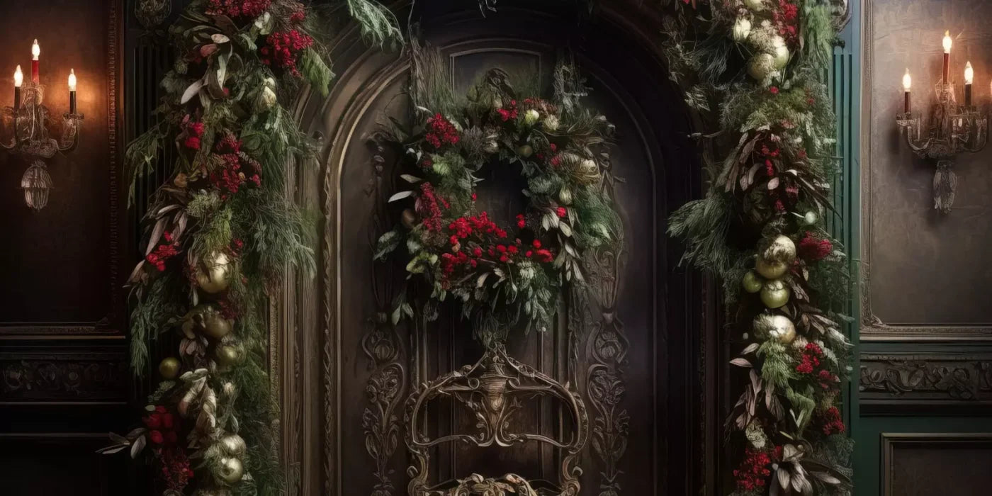 Ornate Christmas Arch 20’X10’ Ultracloth (240 X 120 Inch) Backdrop