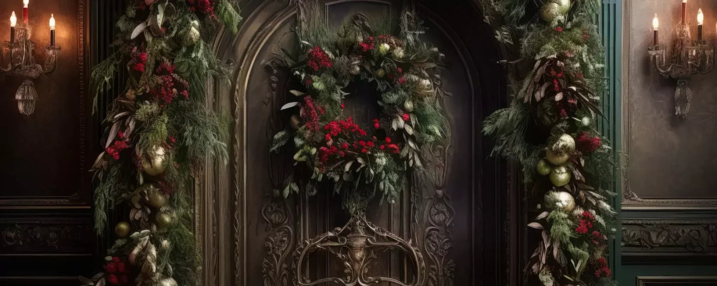 Ornate Christmas Arch 20’X8’ Ultracloth (240 X 96 Inch) Backdrop