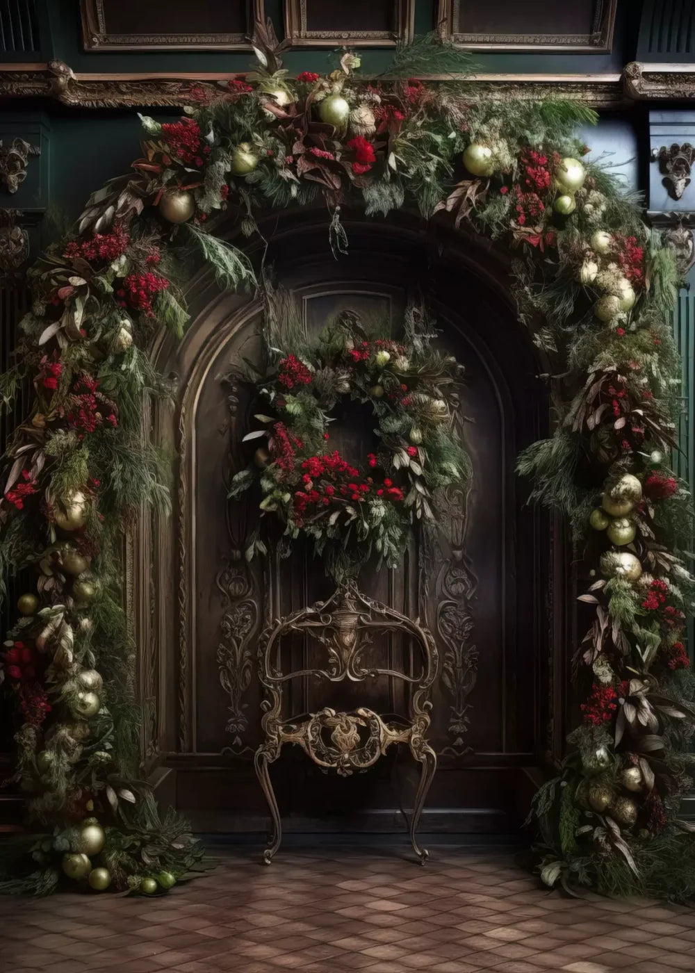 Ornate Christmas Arch 5’X7’ Ultracloth (60 X 84 Inch) Backdrop