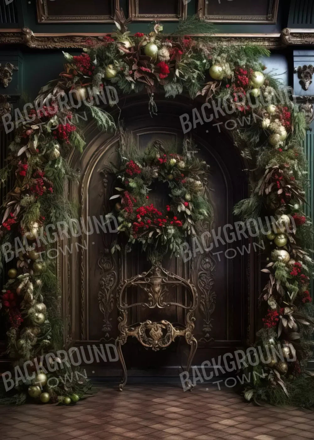 Ornate Christmas Arch 5’X7’ Ultracloth (60 X 84 Inch) Backdrop
