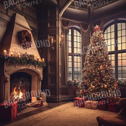 Ornate Christmas Livingroom 10’X10’ Ultracloth (120 X Inch) Backdrop