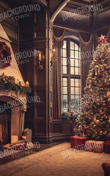 Ornate Christmas Livingroom 10’X16’ Ultracloth (120 X 192 Inch) Backdrop