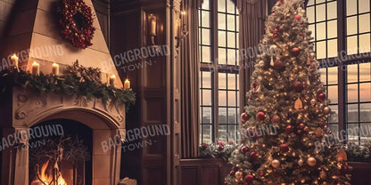 Ornate Christmas Livingroom 20’X10’ Ultracloth (240 X 120 Inch) Backdrop
