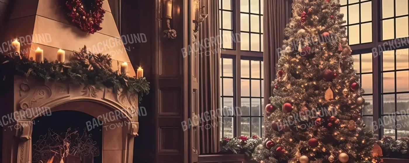 Ornate Christmas Livingroom 20’X8’ Ultracloth (240 X 96 Inch) Backdrop