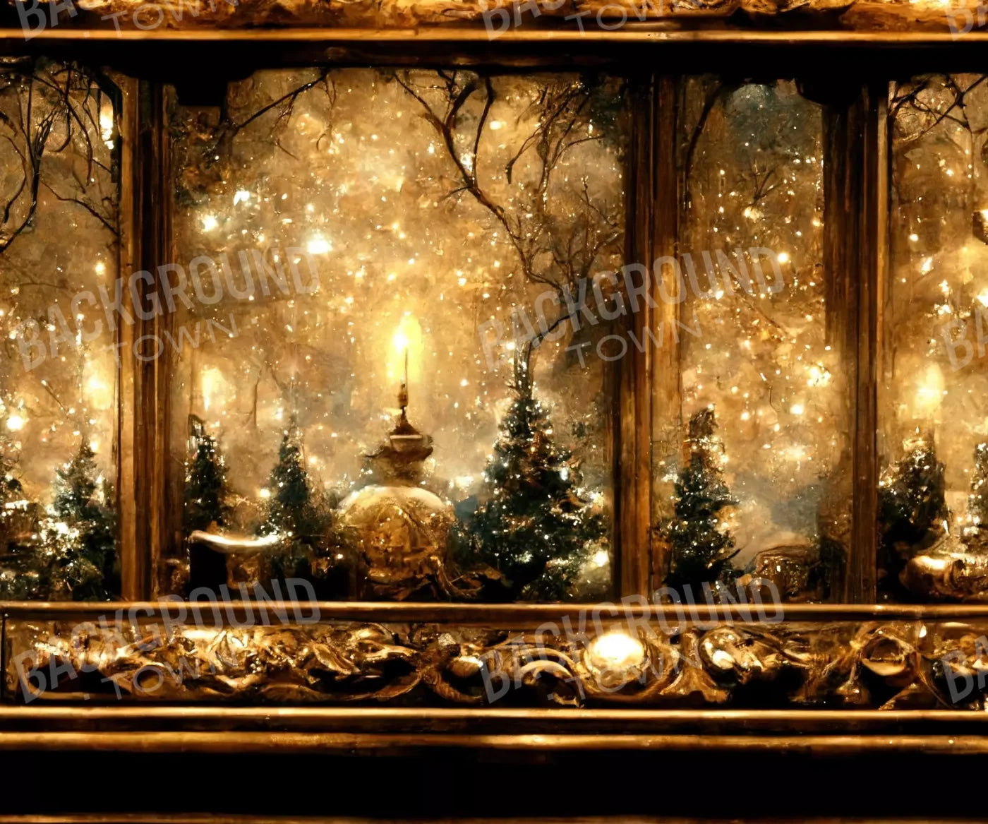 Ornate Holiday Windsill 12’X10’ Ultracloth (144 X 120 Inch) Backdrop