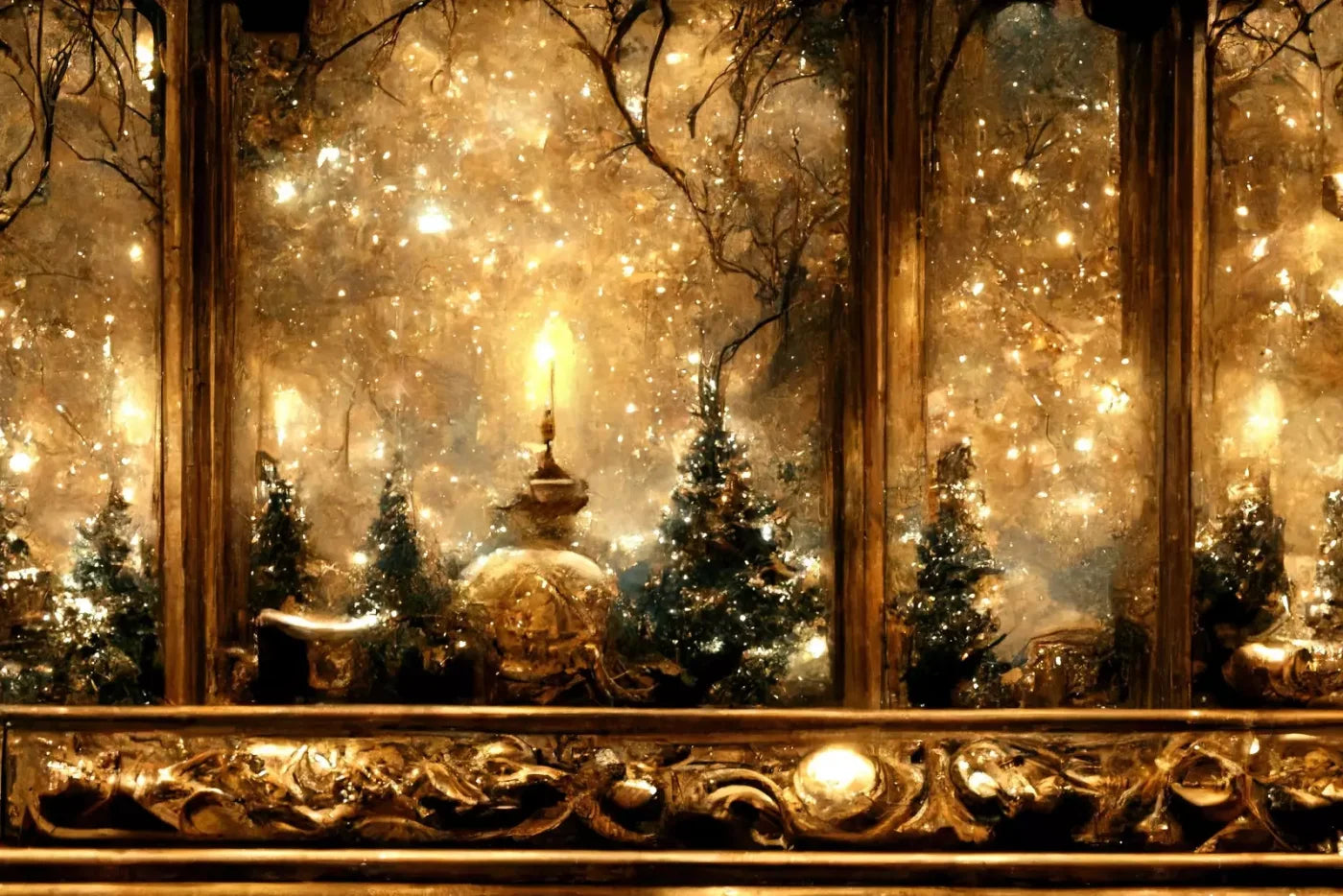 Ornate Holiday Windsill 12’X8’ Ultracloth (144 X 96 Inch) Backdrop