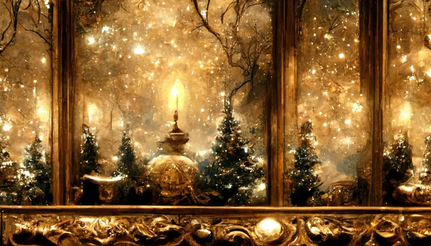 Ornate Holiday Windsill 14’X8’ Ultracloth (168 X 96 Inch) Backdrop