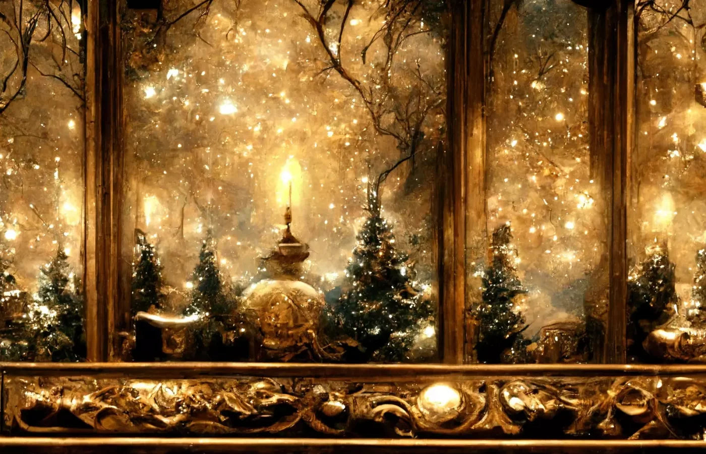 Ornate Holiday Windsill 14’X9’ Ultracloth (168 X 108 Inch) Backdrop