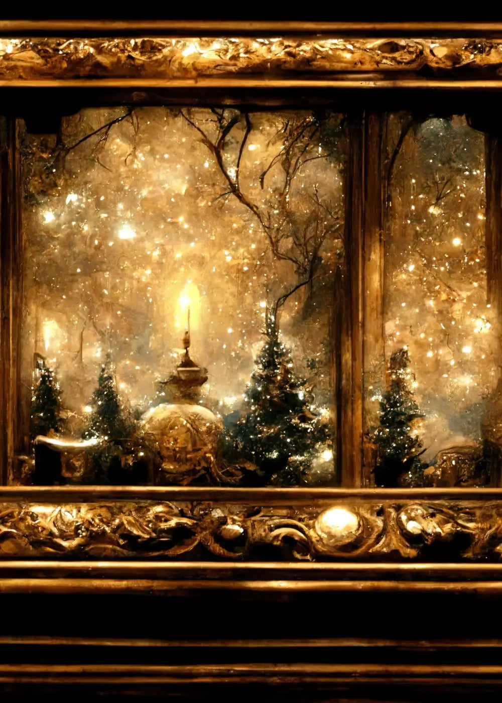 Ornate Holiday Windsill 5’X7’ Ultracloth (60 X 84 Inch) Backdrop