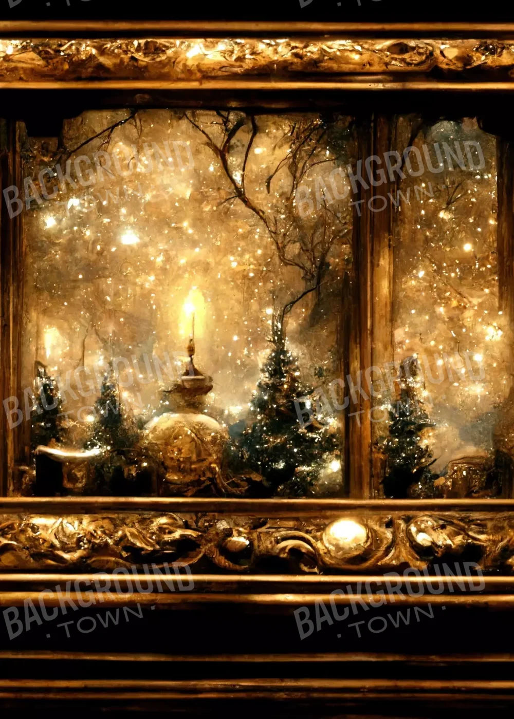 Ornate Holiday Windsill 5’X7’ Ultracloth (60 X 84 Inch) Backdrop