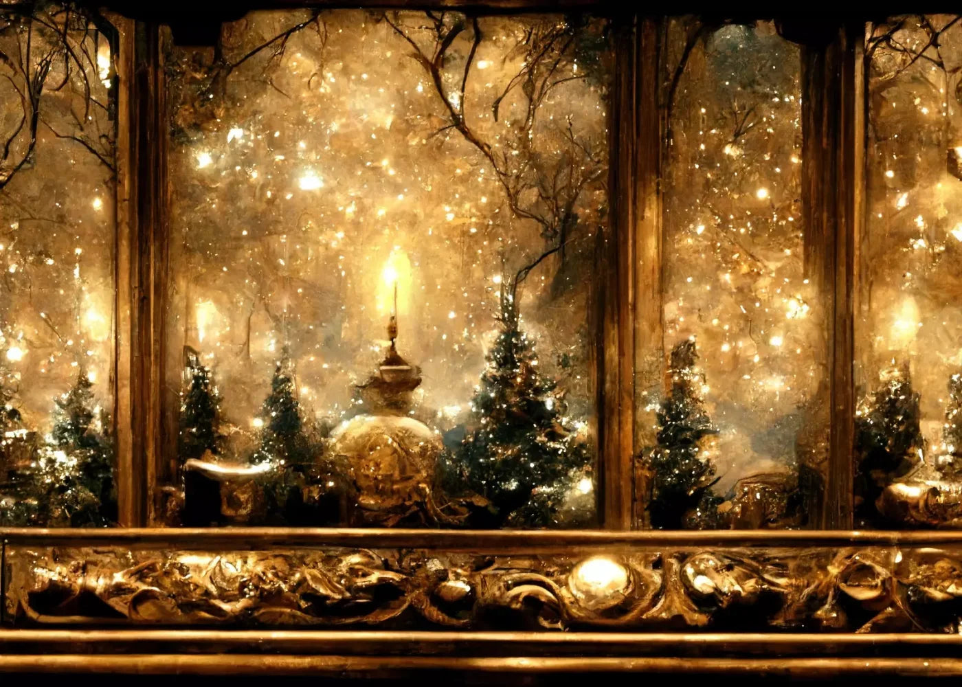 Ornate Holiday Windsill 7’X5’ Ultracloth (84 X 60 Inch) Backdrop