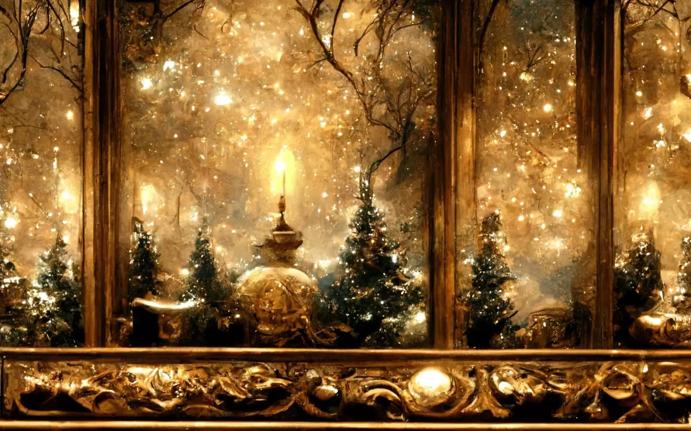Ornate Holiday Windsill 8’X5’ Ultracloth (96 X 60 Inch) Backdrop