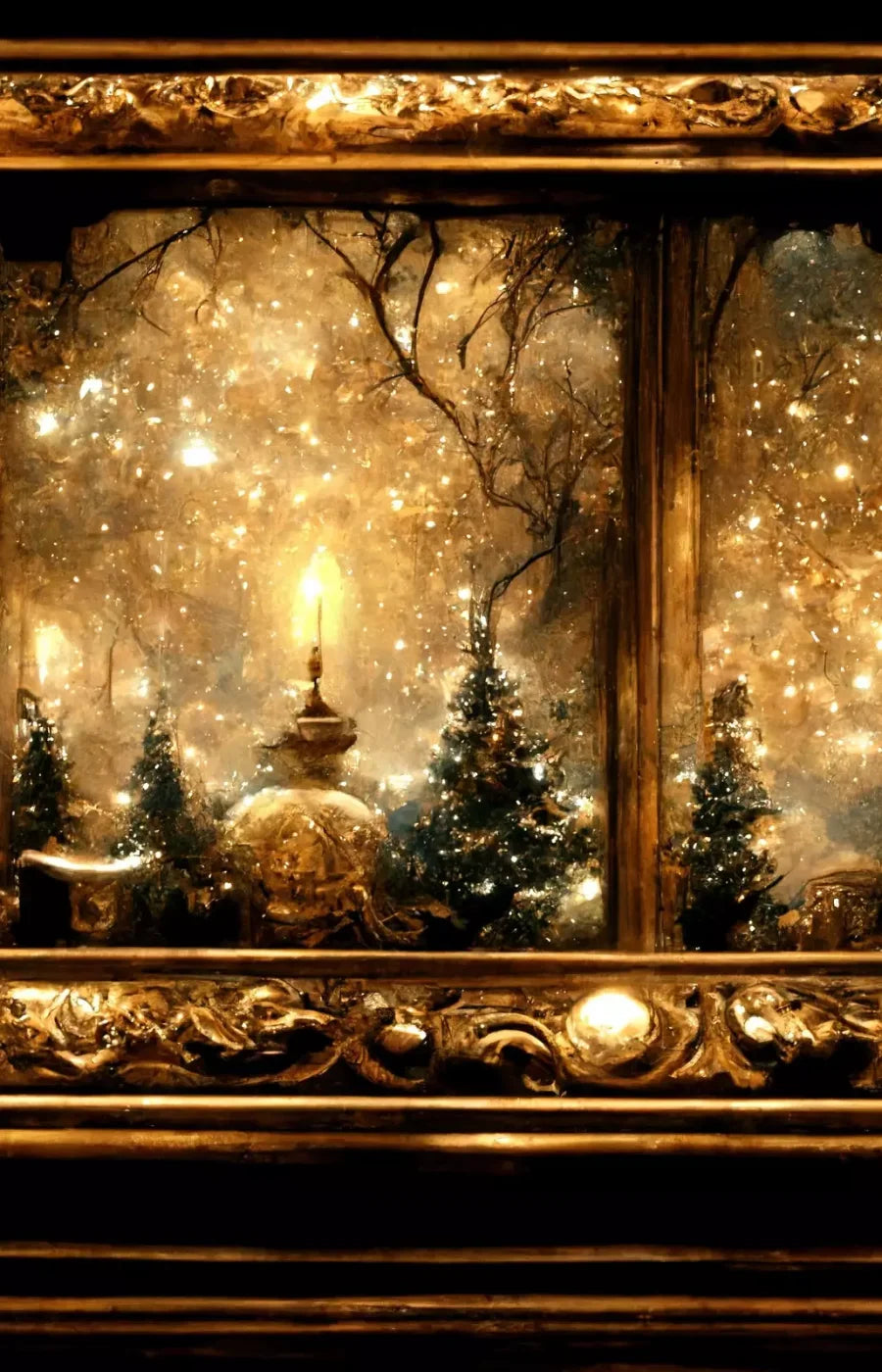 Ornate Holiday Windsill 9’X14’ Ultracloth (108 X 168 Inch) Backdrop