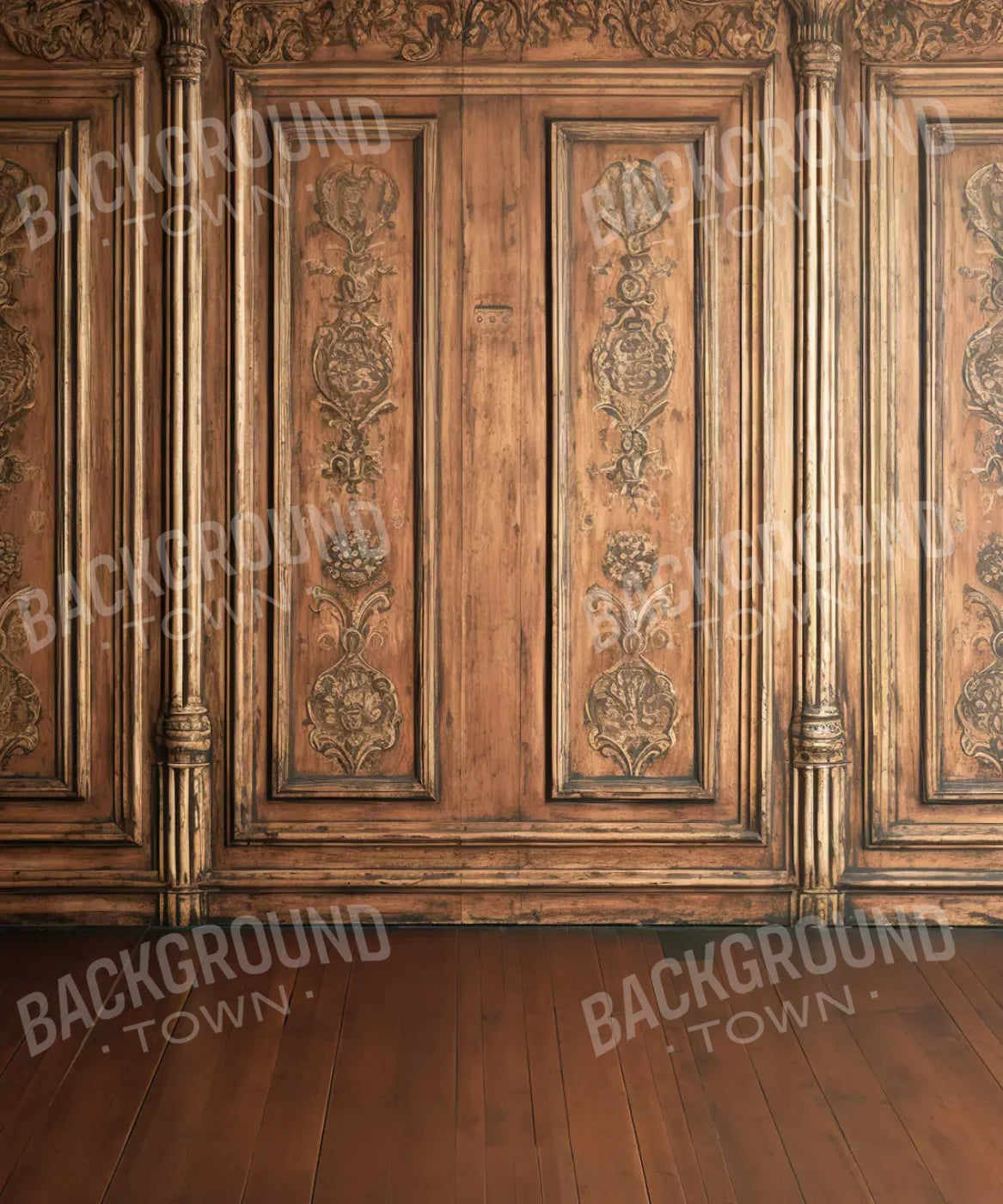 Ornate Wood Wall 10’X12’ Ultracloth (120 X 144 Inch) Backdrop