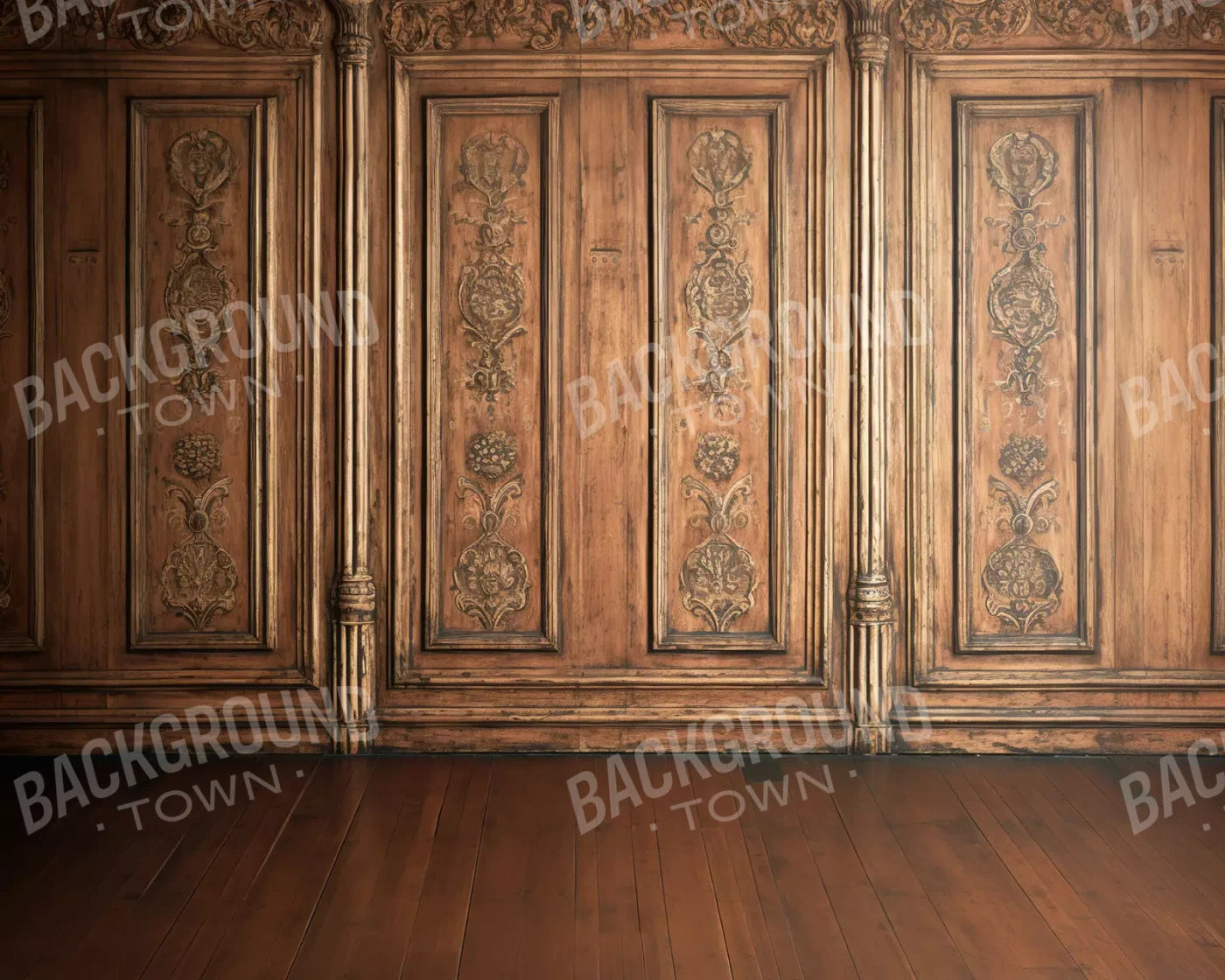 Ornate Wood Wall 10’X8’ Fleece (120 X 96 Inch) Backdrop