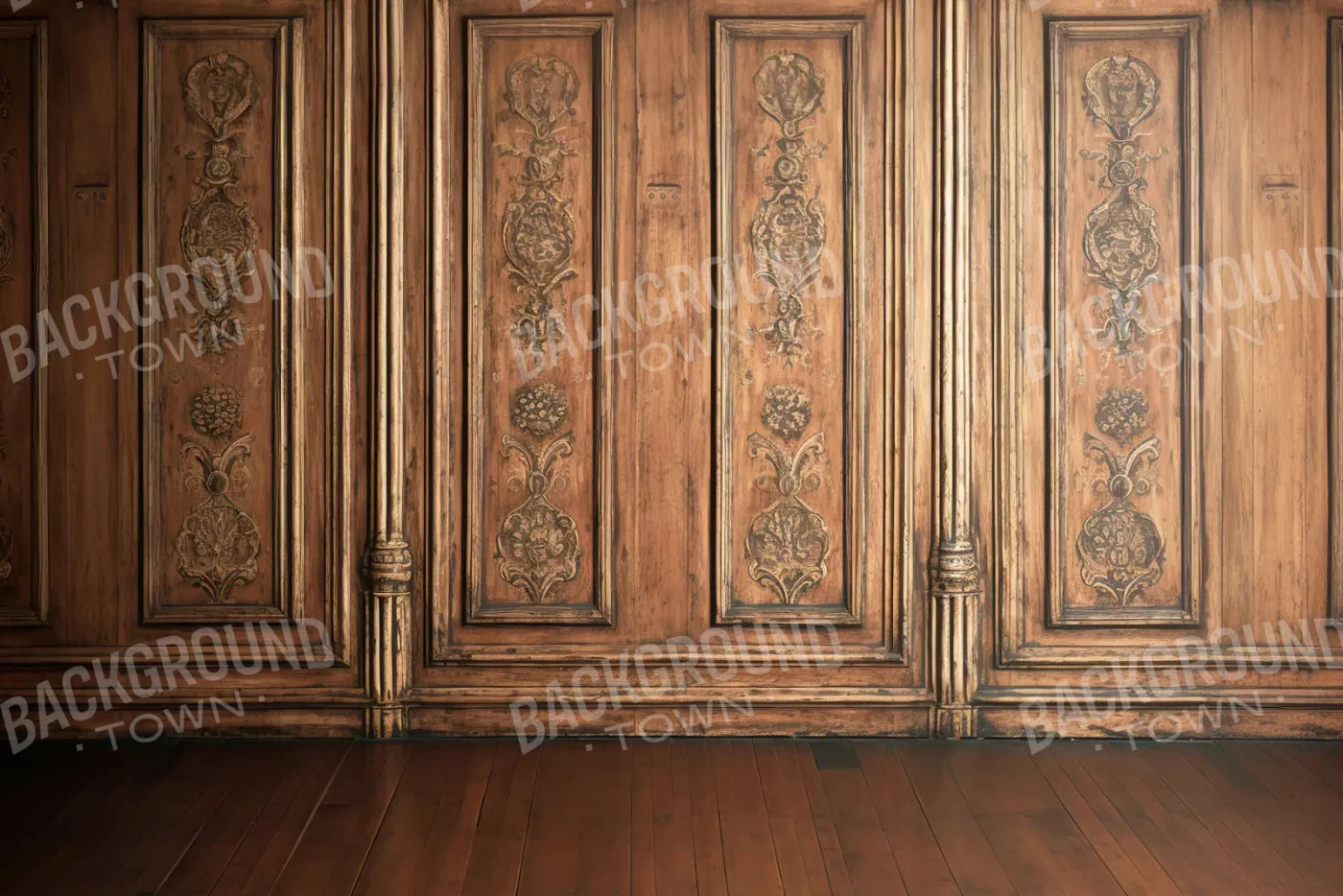 Ornate Wood Wall 12’X8’ Ultracloth (144 X 96 Inch) Backdrop