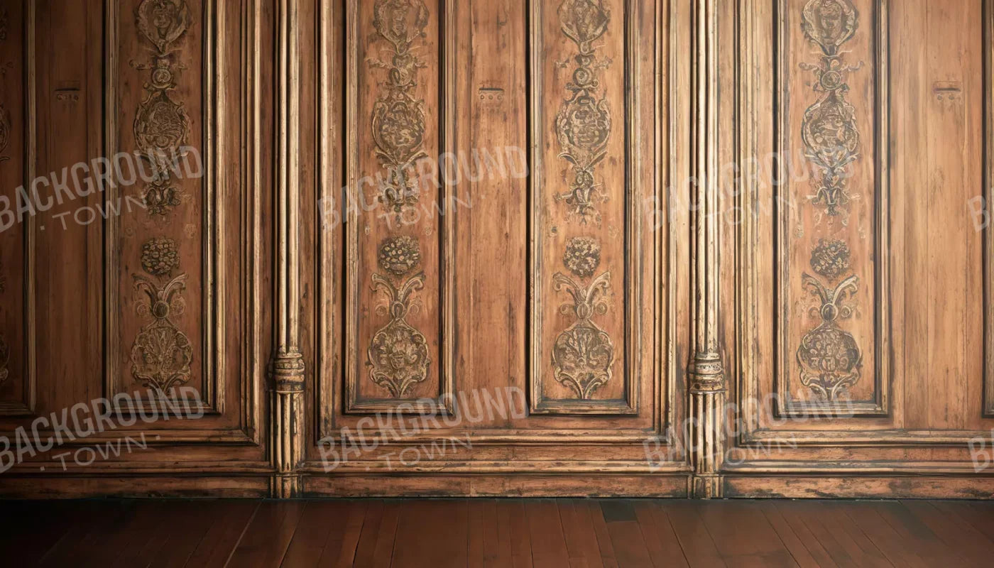 Ornate Wood Wall 14’X8’ Ultracloth (168 X 96 Inch) Backdrop