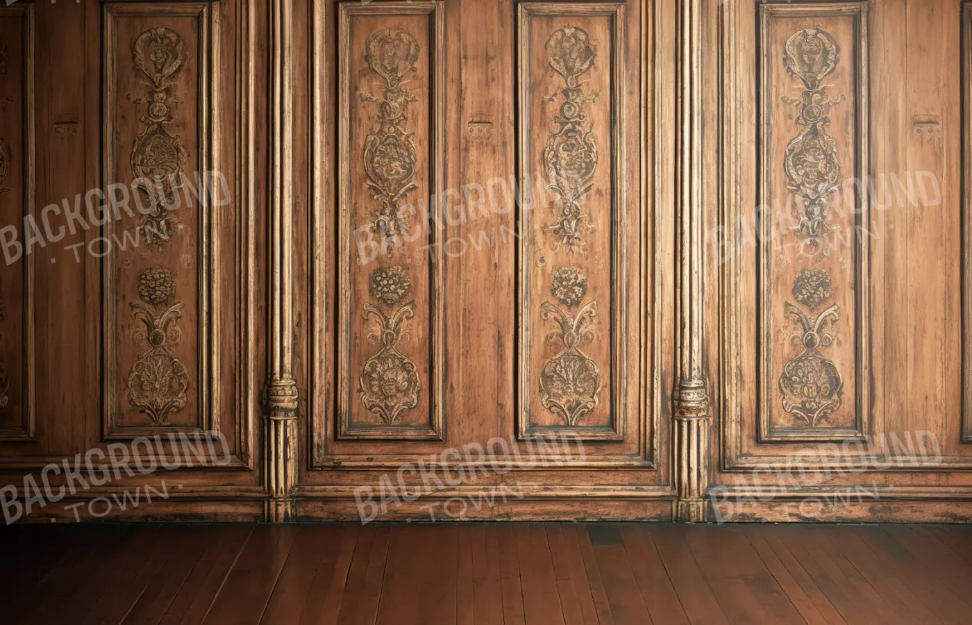 Ornate Wood Wall 14’X9’ Ultracloth (168 X 108 Inch) Backdrop