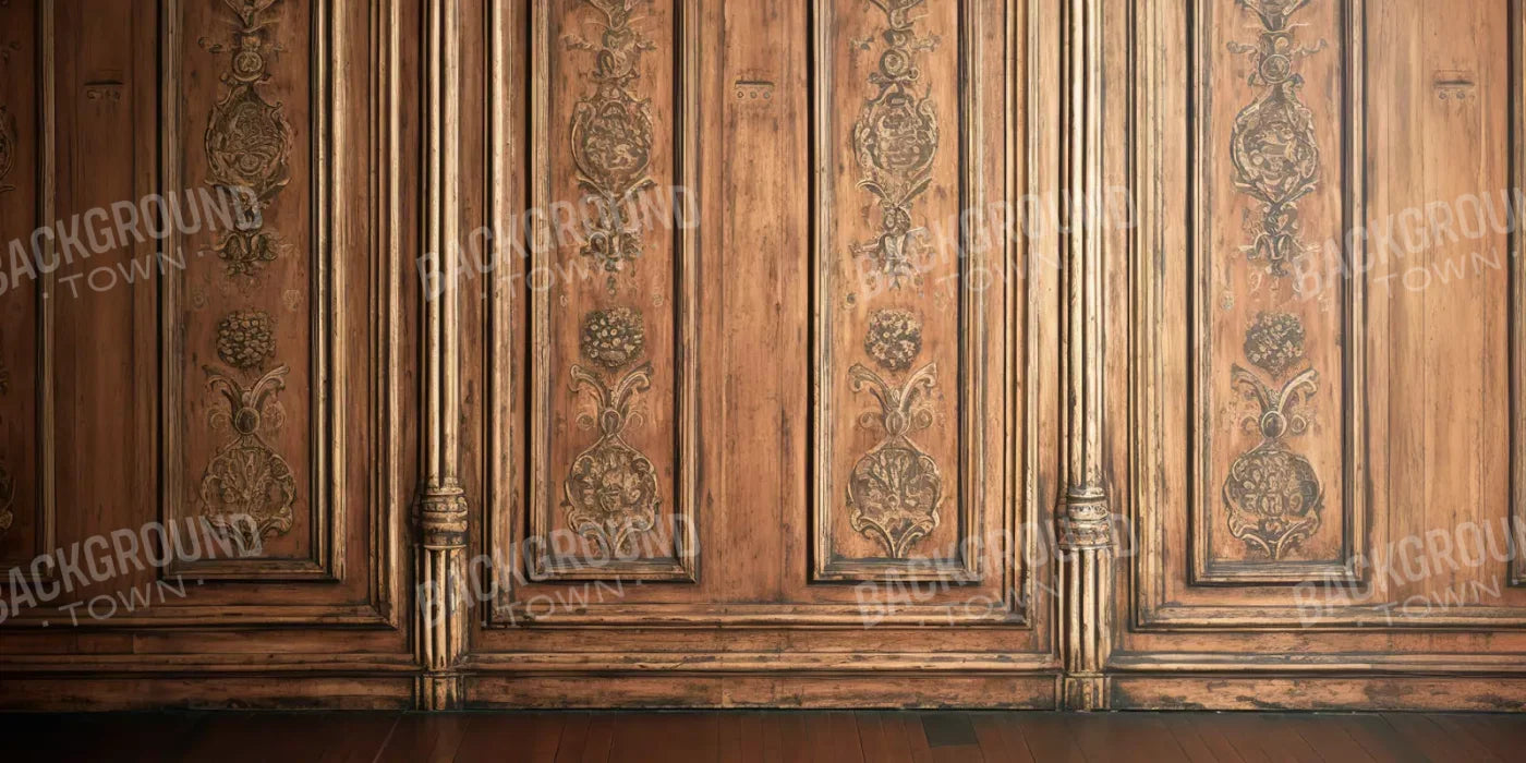 Ornate Wood Wall 16’X8’ Ultracloth (192 X 96 Inch) Backdrop