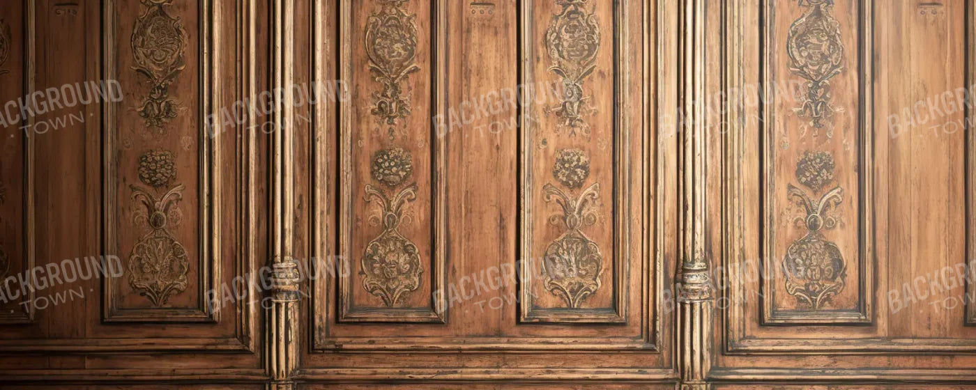Ornate Wood Wall 20’X8’ Ultracloth (240 X 96 Inch) Backdrop