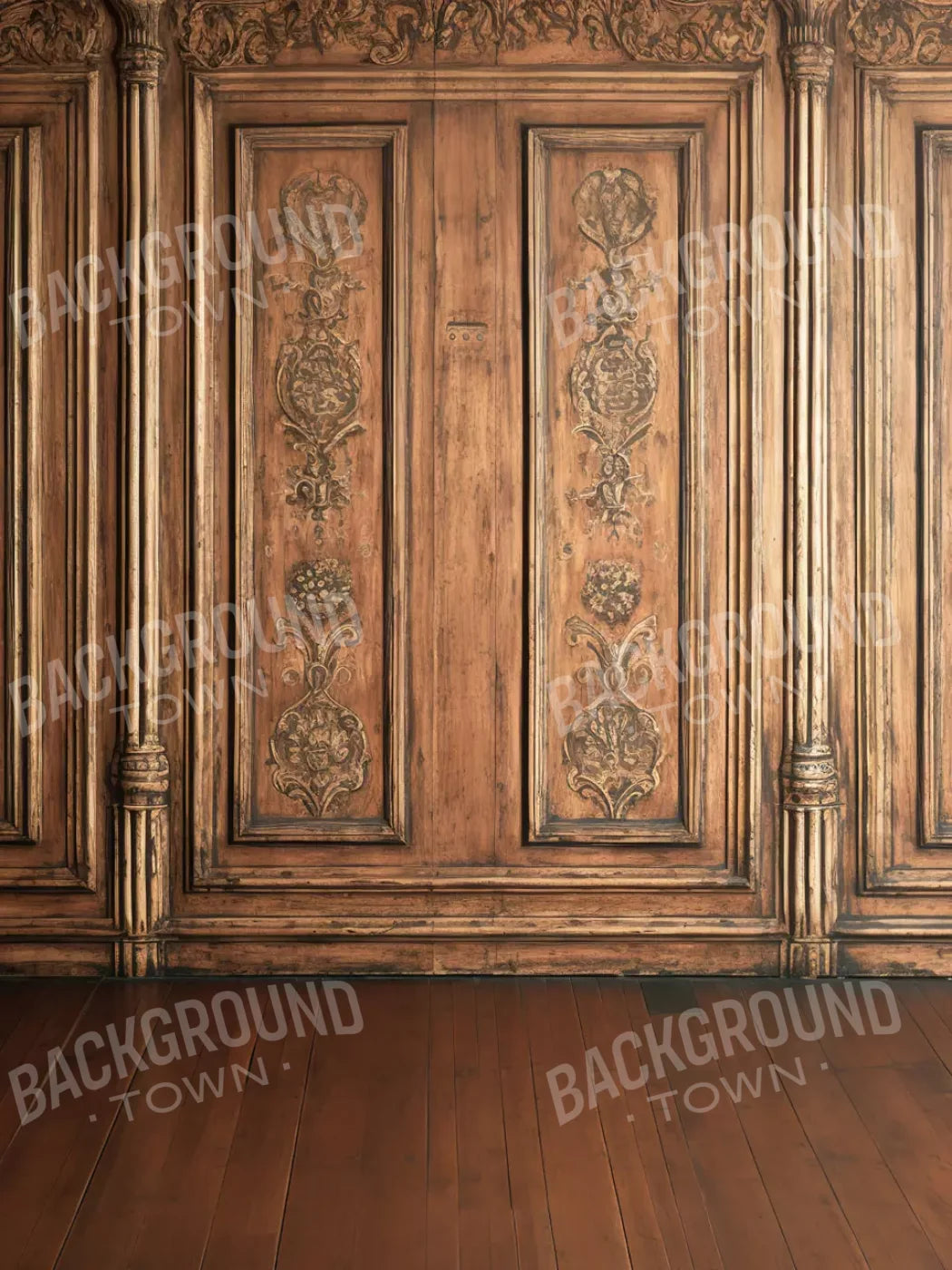 Ornate Wood Wall 5’X6’8 Fleece (60 X 80 Inch) Backdrop