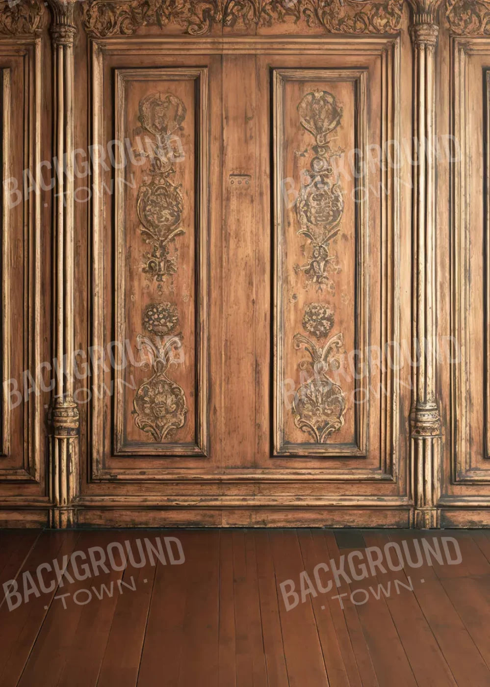 Ornate Wood Wall 5’X7’ Ultracloth (60 X 84 Inch) Backdrop