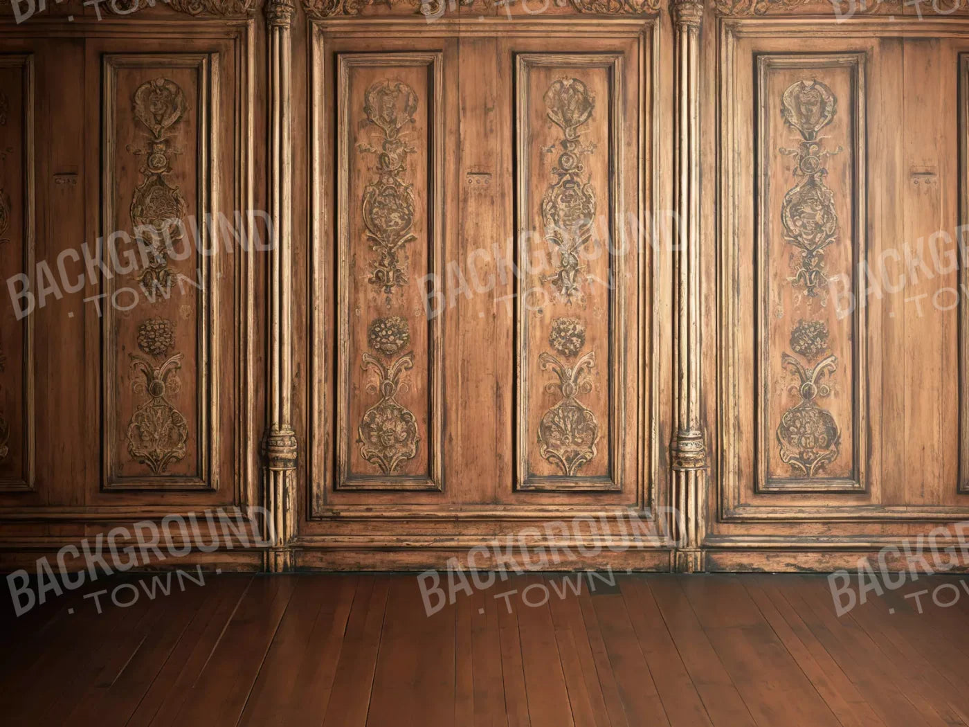 Ornate Wood Wall 6’8X5’ Fleece (80 X 60 Inch) Backdrop