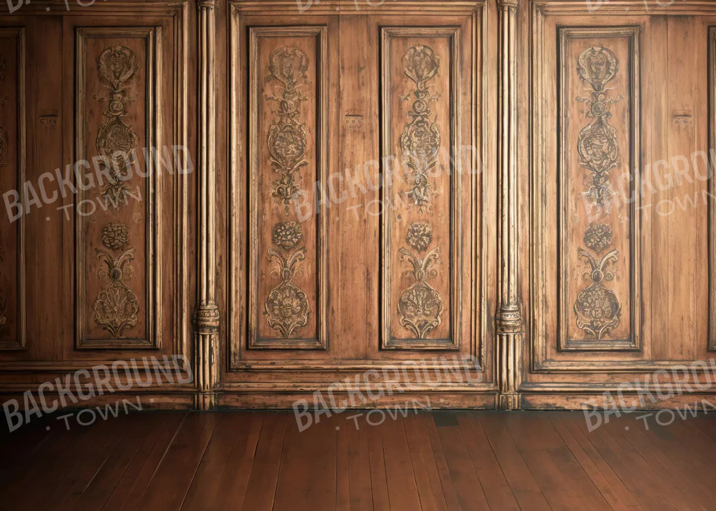 Ornate Wood Wall 7’X5’ Ultracloth (84 X 60 Inch) Backdrop