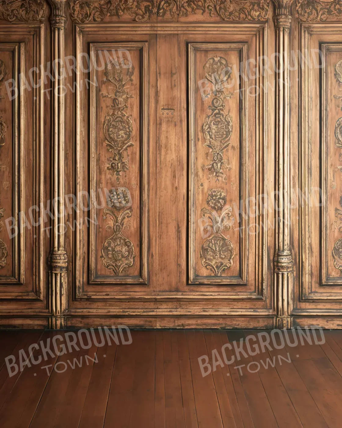 Ornate Wood Wall 8’X10’ Fleece (96 X 120 Inch) Backdrop