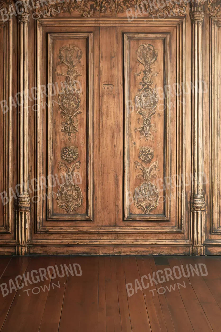 Ornate Wood Wall 8’X12’ Ultracloth (96 X 144 Inch) Backdrop