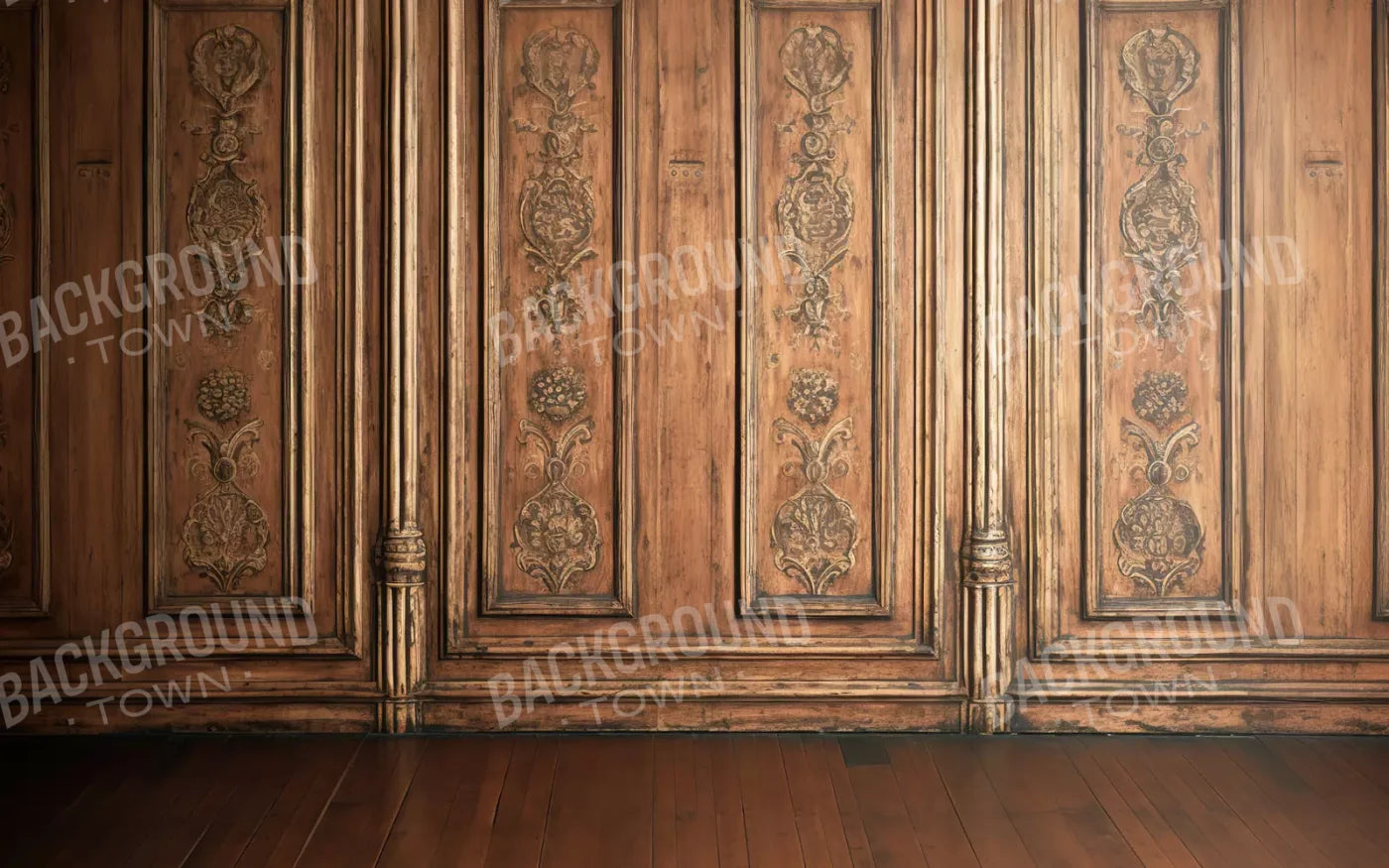 Ornate Wood Wall 8’X5’ Ultracloth (96 X 60 Inch) Backdrop