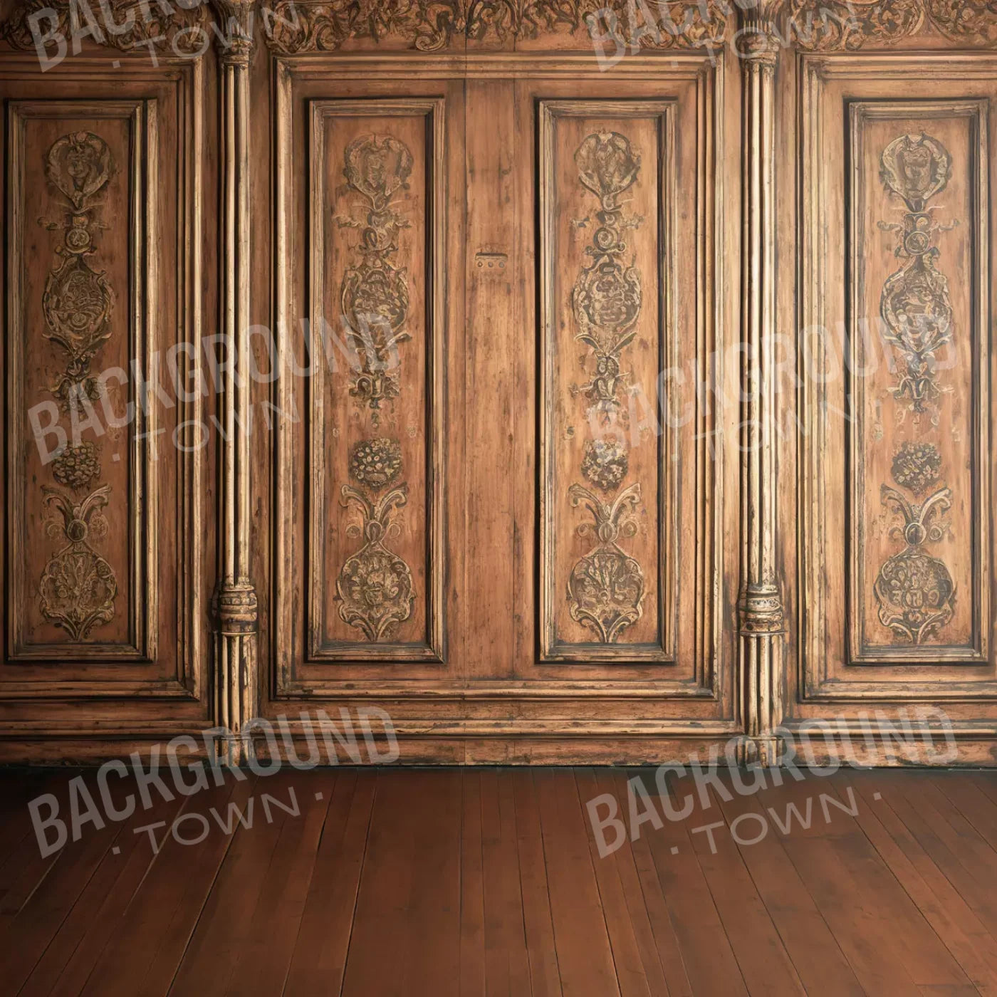 Ornate Wood Wall 8’X8’ Fleece (96 X Inch) Backdrop
