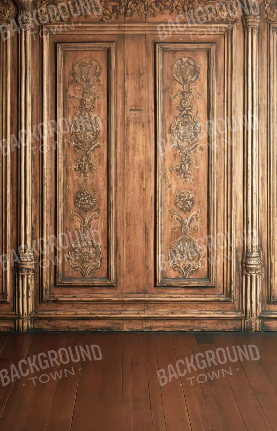 Ornate Wood Wall 9’X14’ Ultracloth (108 X 168 Inch) Backdrop