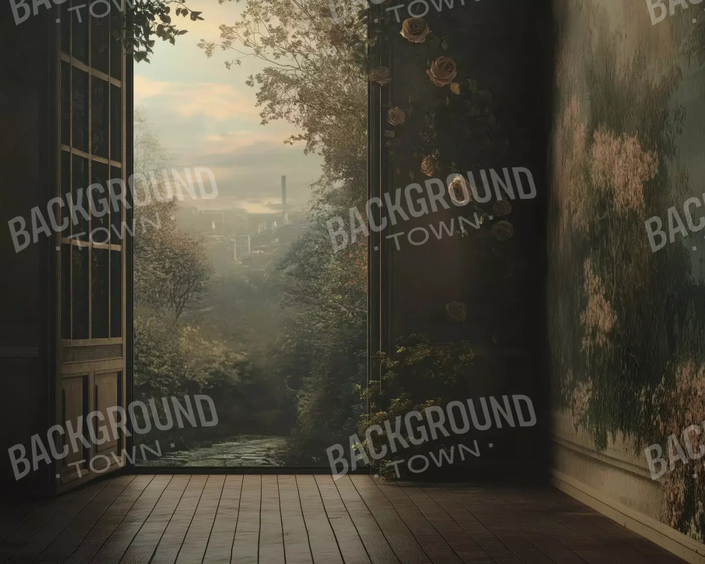 Overlooking Abandoned Garden 10’X8’ Fleece (120 X 96 Inch) Backdrop