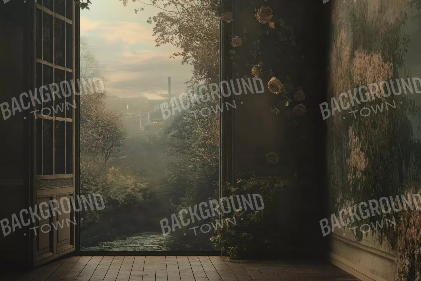 Overlooking Abandoned Garden 12’X8’ Ultracloth (144 X 96 Inch) Backdrop